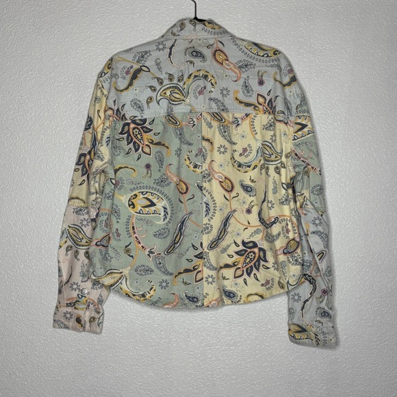 BLANKNYC Women's Jacket Size‎ L Patchwork Paisley Print Denim - Picture 3 of 8